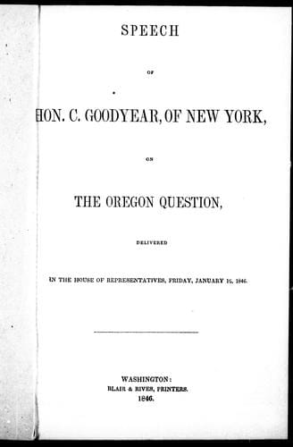 Speech of Hon. C. Goodyear, of New York, on the Oregon question