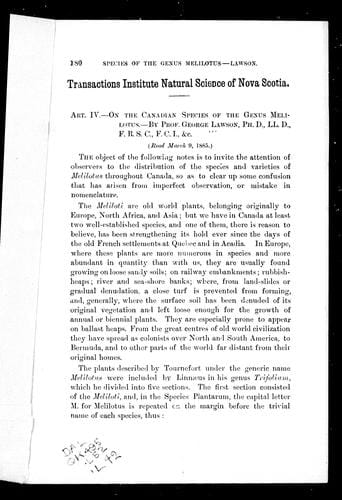 On the Canadian species of the genus Melilotus