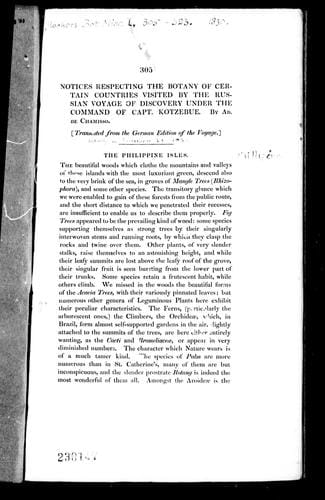 Notices respecting the botany of certain countries visited by the Russian voyage of discovery under the command of Capt. Kotzebue