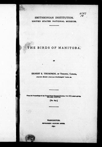 The birds of Manitoba