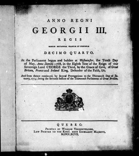 Anno regni Georgii III, regis Magnæ Britanniæ, Franciæ et Hiberniæ decimo quarto