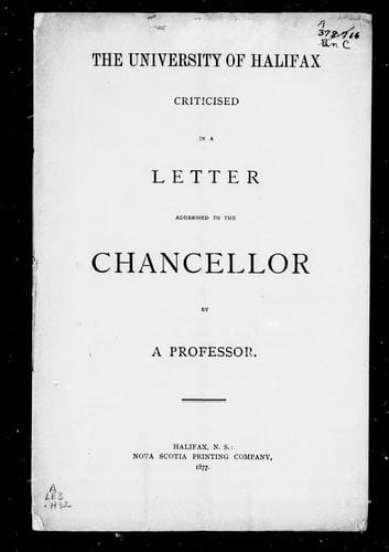 The University of Halifax criticised in a letter addressed to the Chancellor