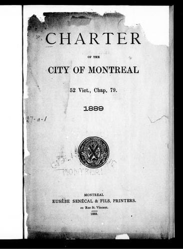 Charter of the City of Montreal, 52 Vict., Chap. 79, 1889