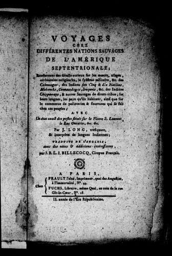 Voyages chez différentes nations sauvages de l'Amérique septentrionale