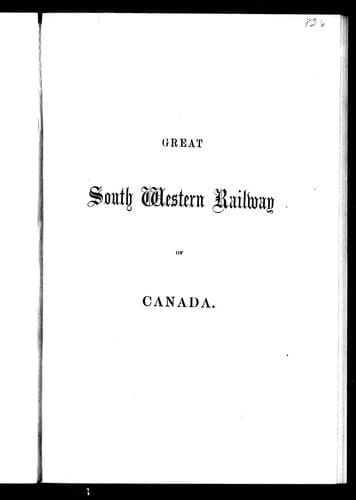 Great south western railway of Canada