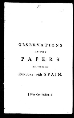 Observations on the Papers relative to the rupture with Spain