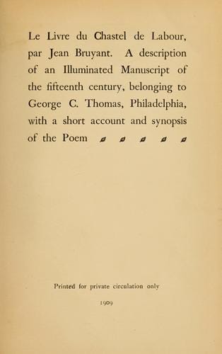 Le livre du Chastel de labour