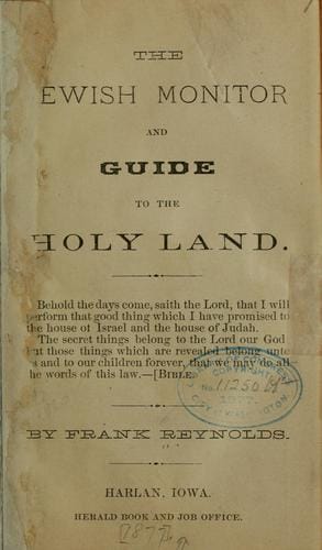 The Jewish monitor and guide to the Holy Land ...