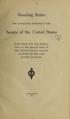 Standing rules for conducting business in the Senate of the United States