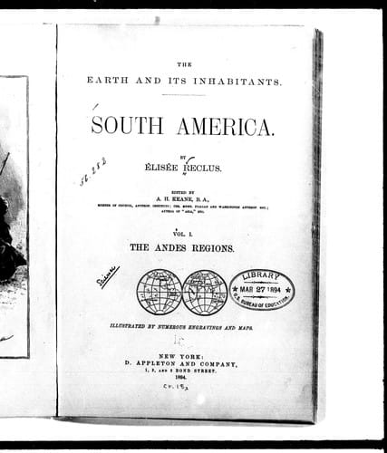 The earth and its inhabitants, South America