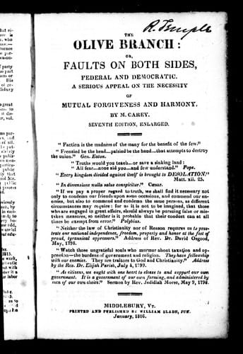 The olive branch, or, Faults on both sides, federal and democratic