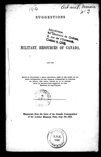 Suggestions on the military resources of Canada