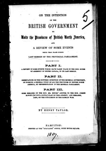 On the intention of the British government to unite the provinces of British North America
