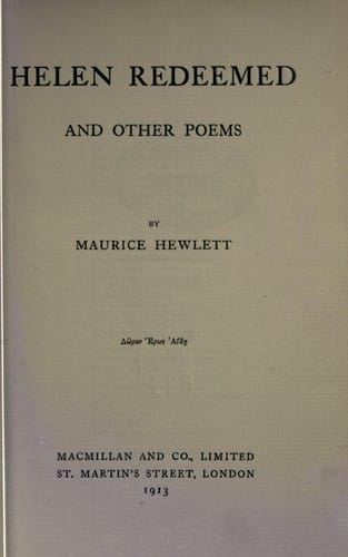 Helen redeemed, and other poems