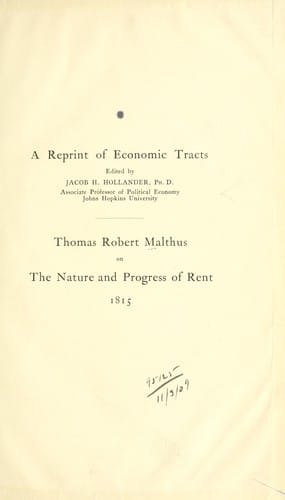 An inquiry into the nature and progress of rent