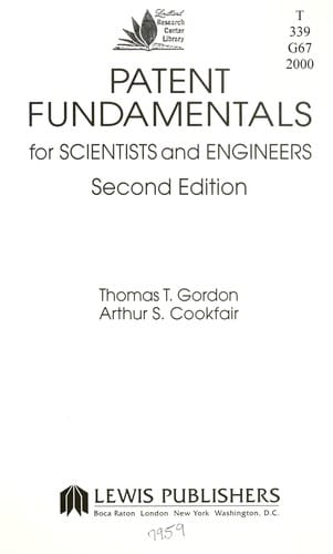 Patent fundamentals for scientists and engineers