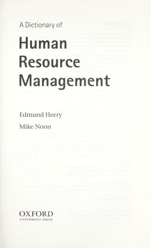 A dictionary of human resource management