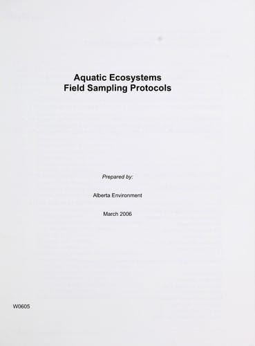 Aquatic ecosystems field sampling protocols
