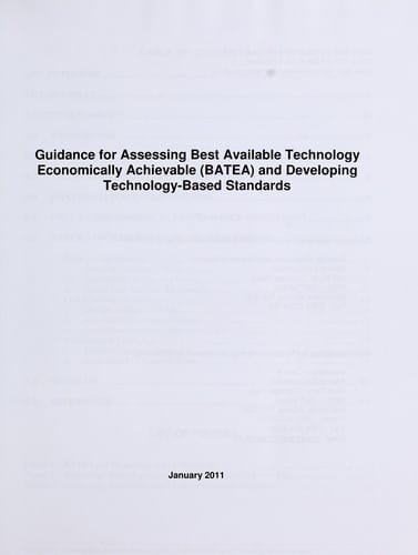 Guidance for assessing best available technology economically achievable (BATEA) and developing technology-based standards