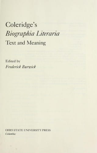 Coleridge's Biographia literaria : text and meaning