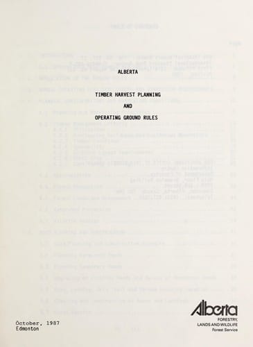 Alberta timber harvest planning and operating ground rules