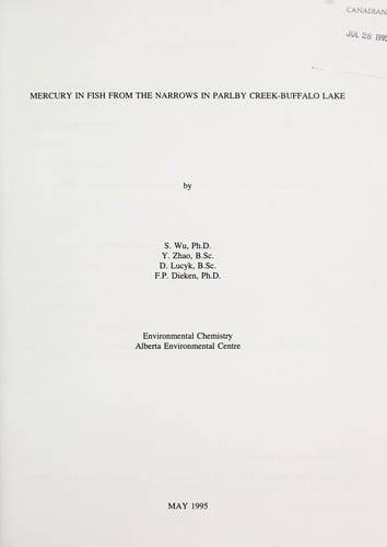 Mercury in fish from the narrows in Parlby Creek-Buffalo Lake