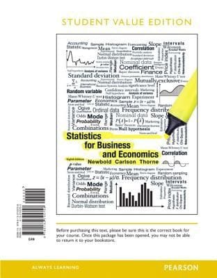 Statistics For Business And Economics Student Value Edition