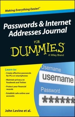 Passwords Internet Addresses Journal For Dummies