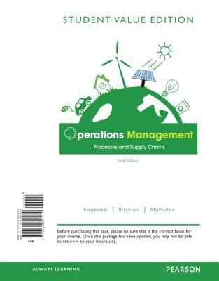 Operations Management Processes And Supply Chains Student Value Edition