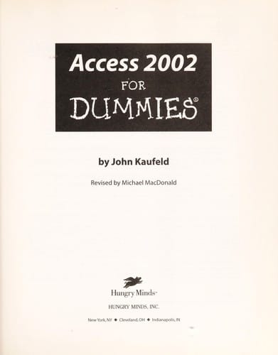 Access 2002 for dummies