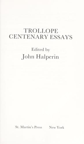 Trollope centenary essays