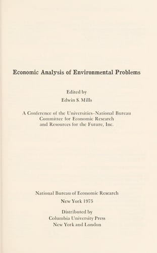 Economic analysis of environmental problems