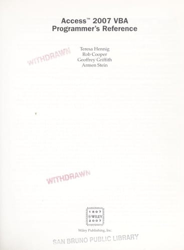 Access 2007 VBA programmer's reference