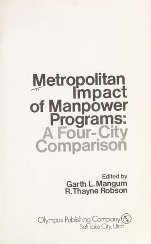 Metropolitan impact of manpower programs
