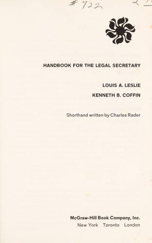 Handbook for the legal secretary