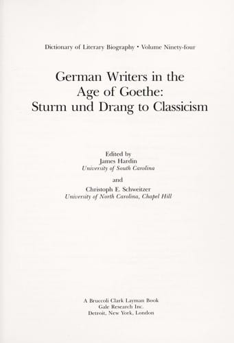 German writers in the age of Goethe
