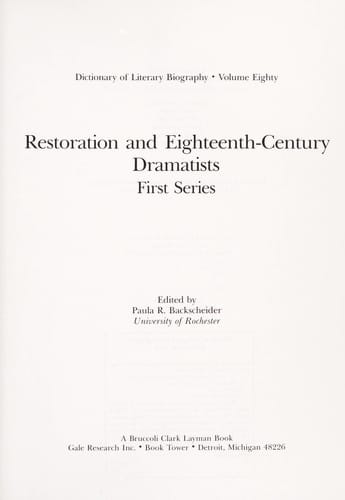 Restoration and eighteenth-century dramatists
