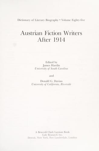Austrian fiction writers after 1914