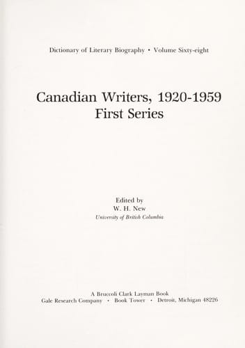Canadian writers, 1920-1959