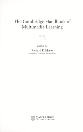 The Cambridge handbook of multimedia learning