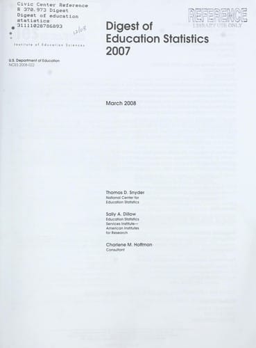 Digest Of Education Statistics 2007