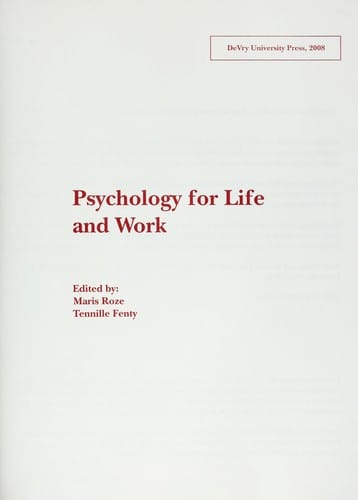 Psychology for life and work