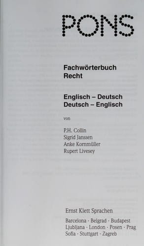 PONS Fachwo rterbuch Recht