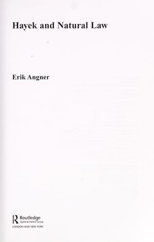 HAYEK AND NATURAL LAW