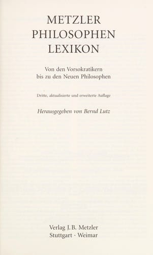 Metzler Philosophen Lexikon