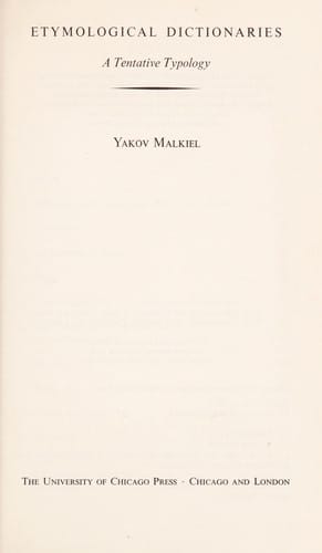 Etymological dictionaries