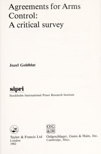 Agreements for arms control