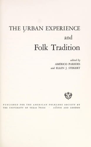 The Urban experience and folk tradition