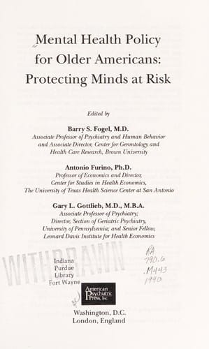 Mental health policy for older Americans
