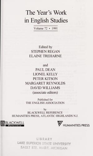 The year's work in English studies